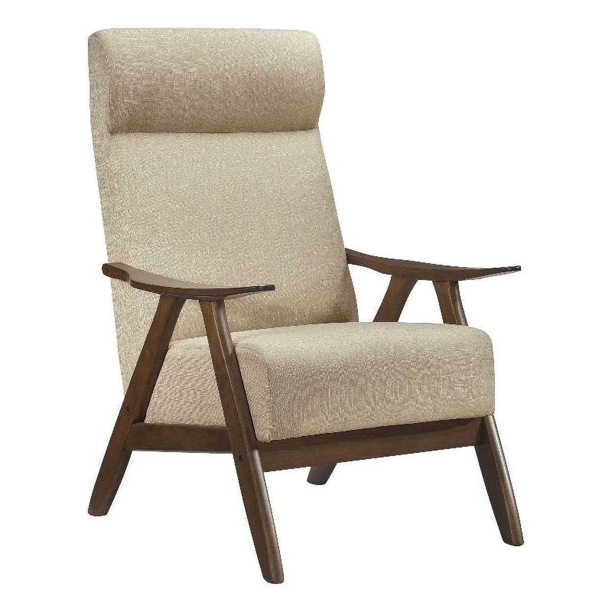 Brown Solid Wood and Fabric Accent Chair F17350