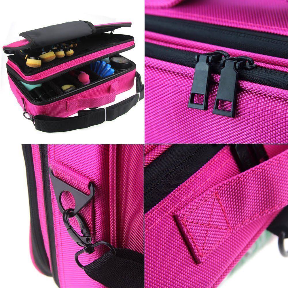 3 Layer Makeup Train Case Cosmetic Organizer Storage Brush Box C404079