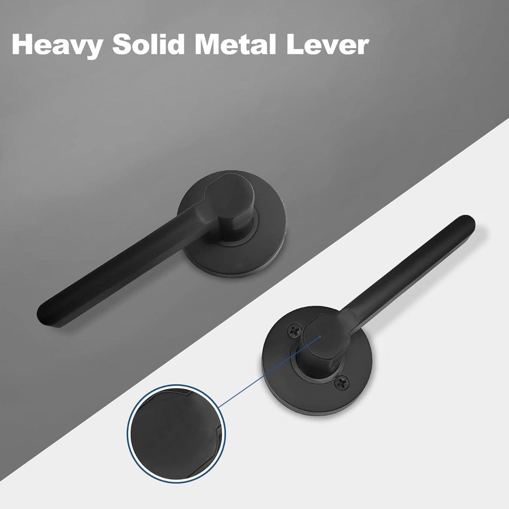 [3 Pack] Matte Black Passage Door Lever with Removable Latch Plate F66958