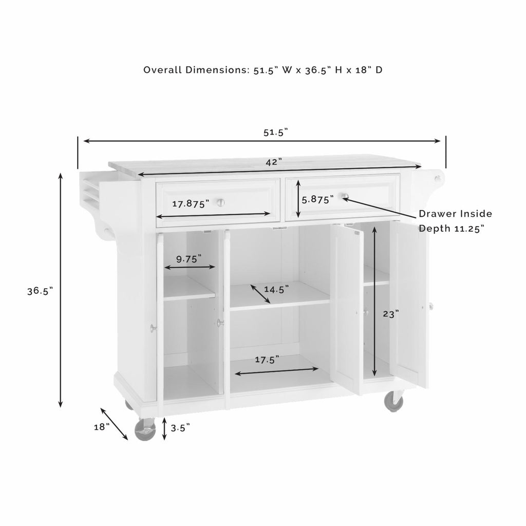 White/Silver Wood Stainless Steel Kitchen Cart B109252