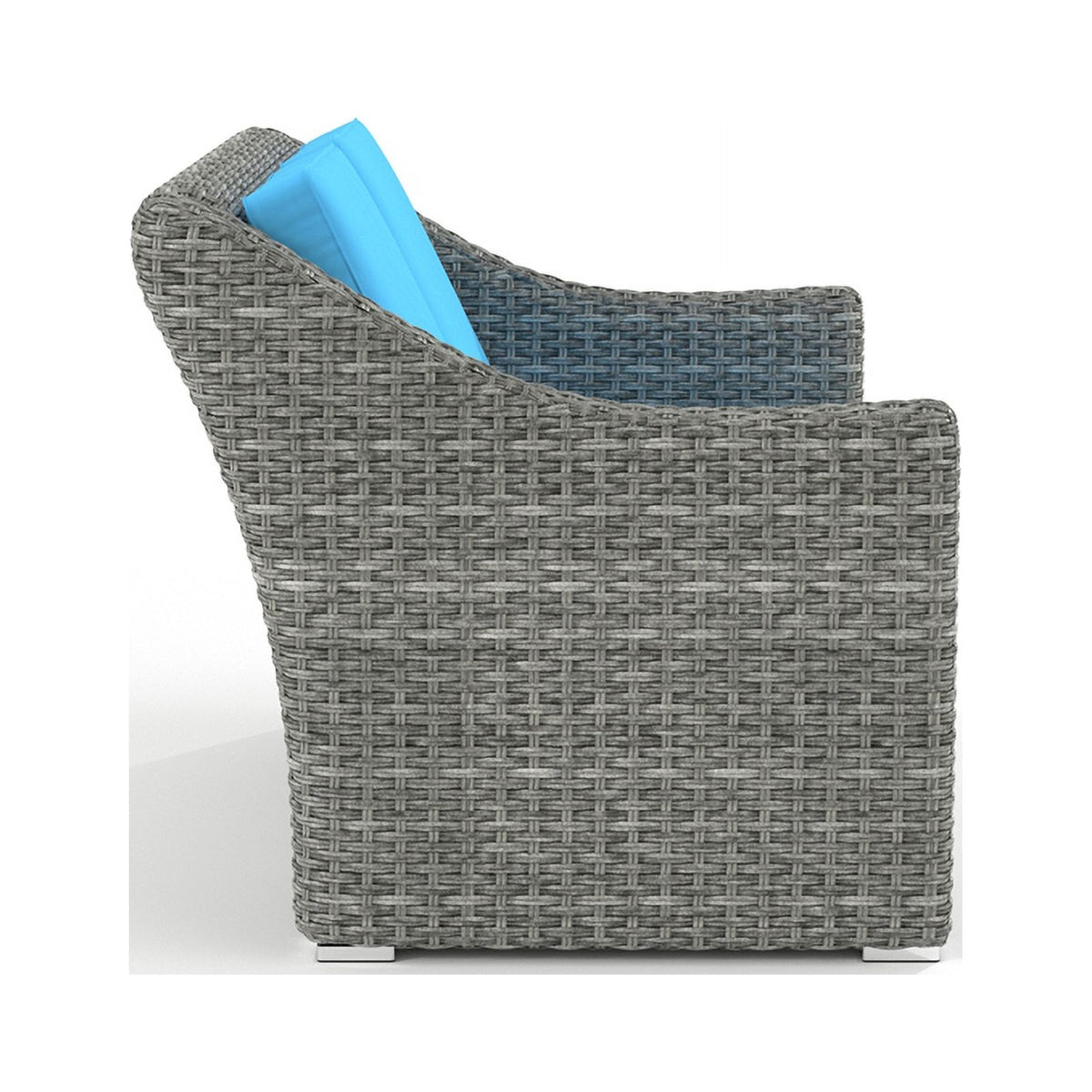Teal Cast Iron Outdoor Wicker Loveseat I640058
