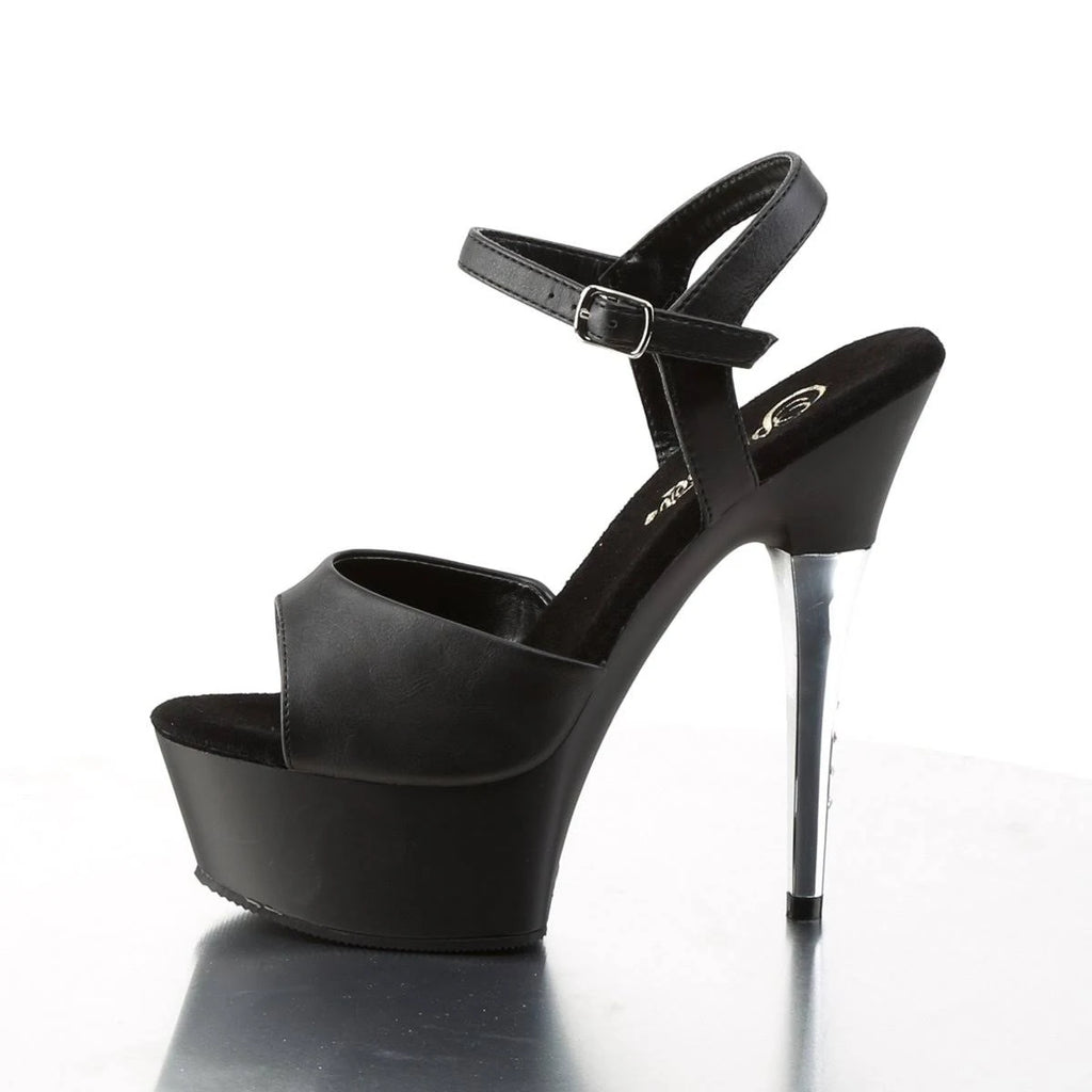 Black Patent Clear Platform Heels H522