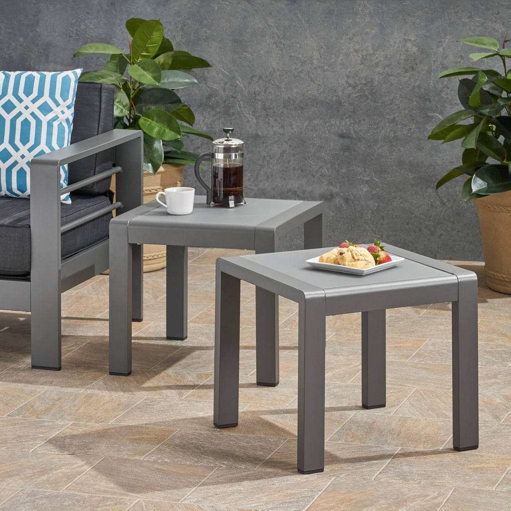 White Finish Matte White Aluminum Side Table (Set of 2) S643