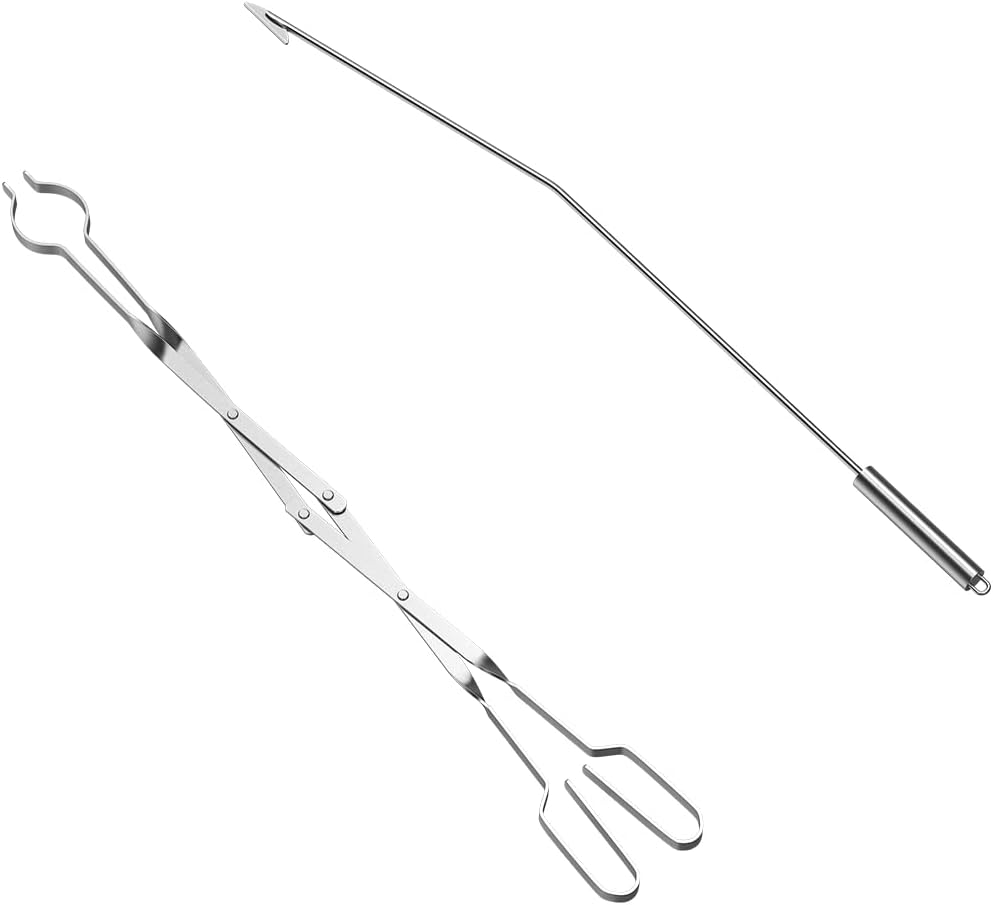 Adjustable Fire Pit Grabber Poker and 26 Log Grabber Fireplace Tongs K931