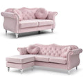 Pink 2-Piece Furniture Set with Sofa Chaise and Loveseat P946
