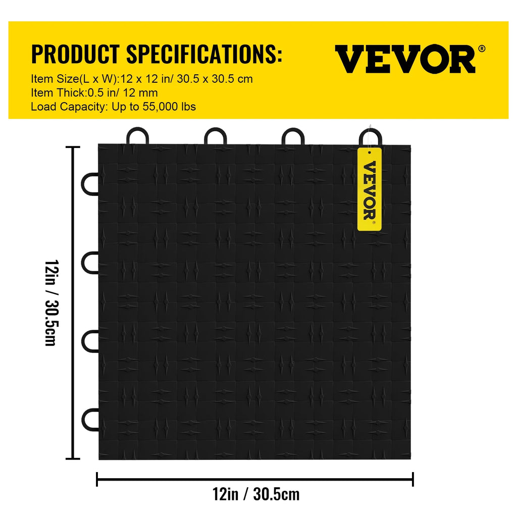 Black Interlocking Garage Floor Tiles N3696