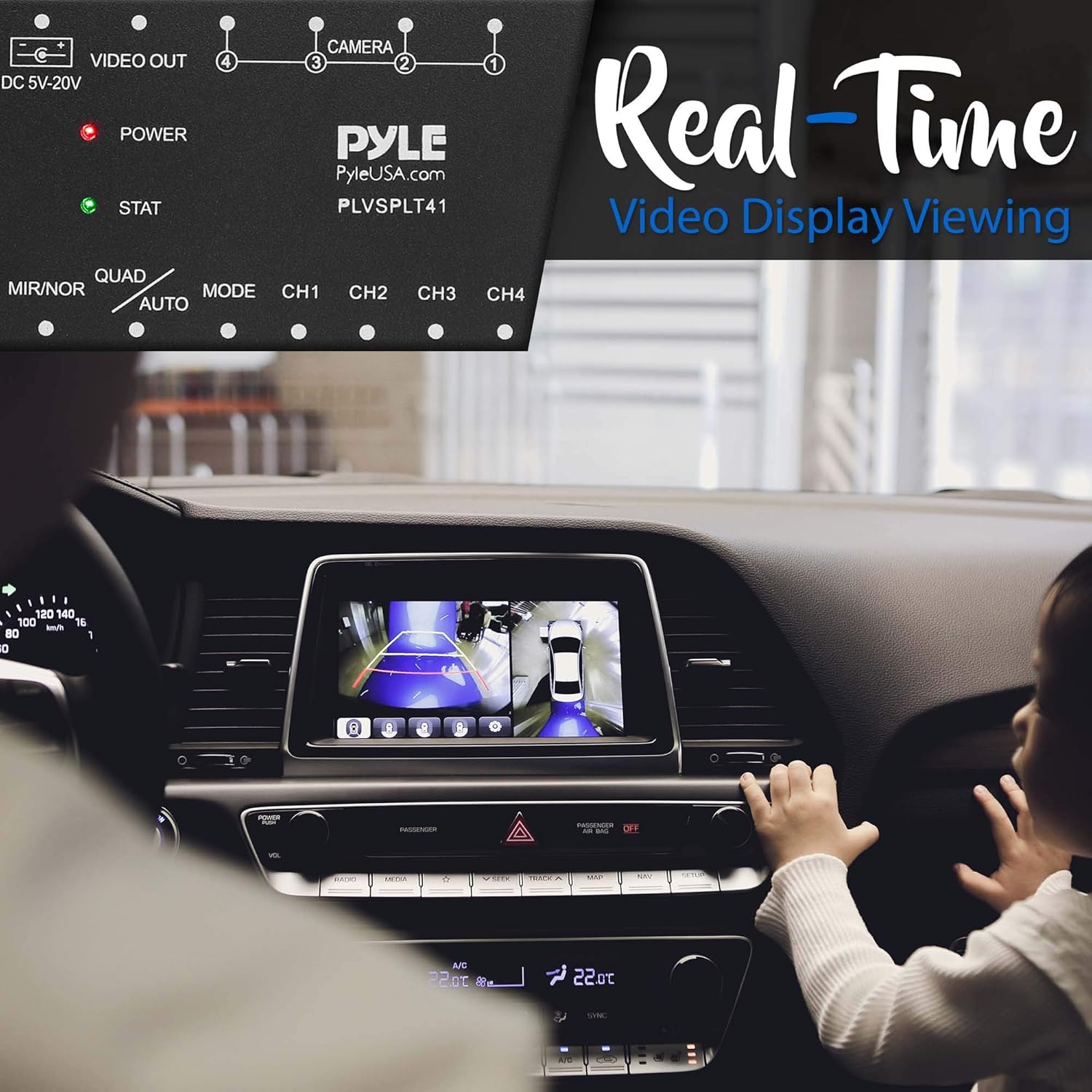 4-Channel Car Video Splitter Controller with Quad Selectable for Backup Camera Video Monitor Systems H9157