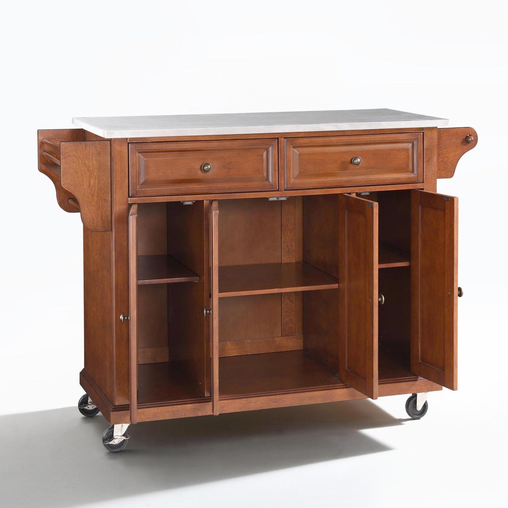 White/Silver Wood Stainless Steel Kitchen Cart B109252