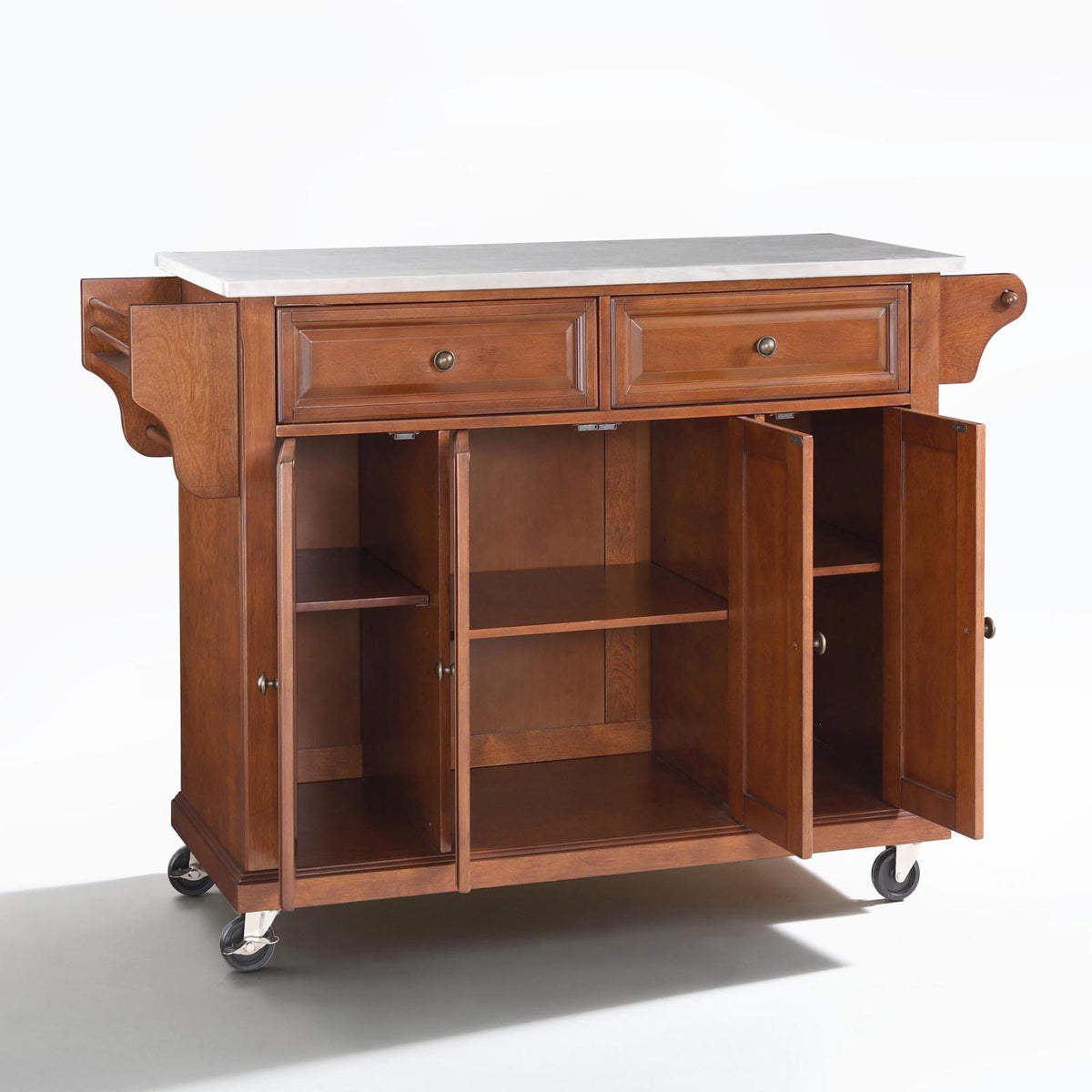 White/Silver Wood Stainless Steel Kitchen Cart B109252