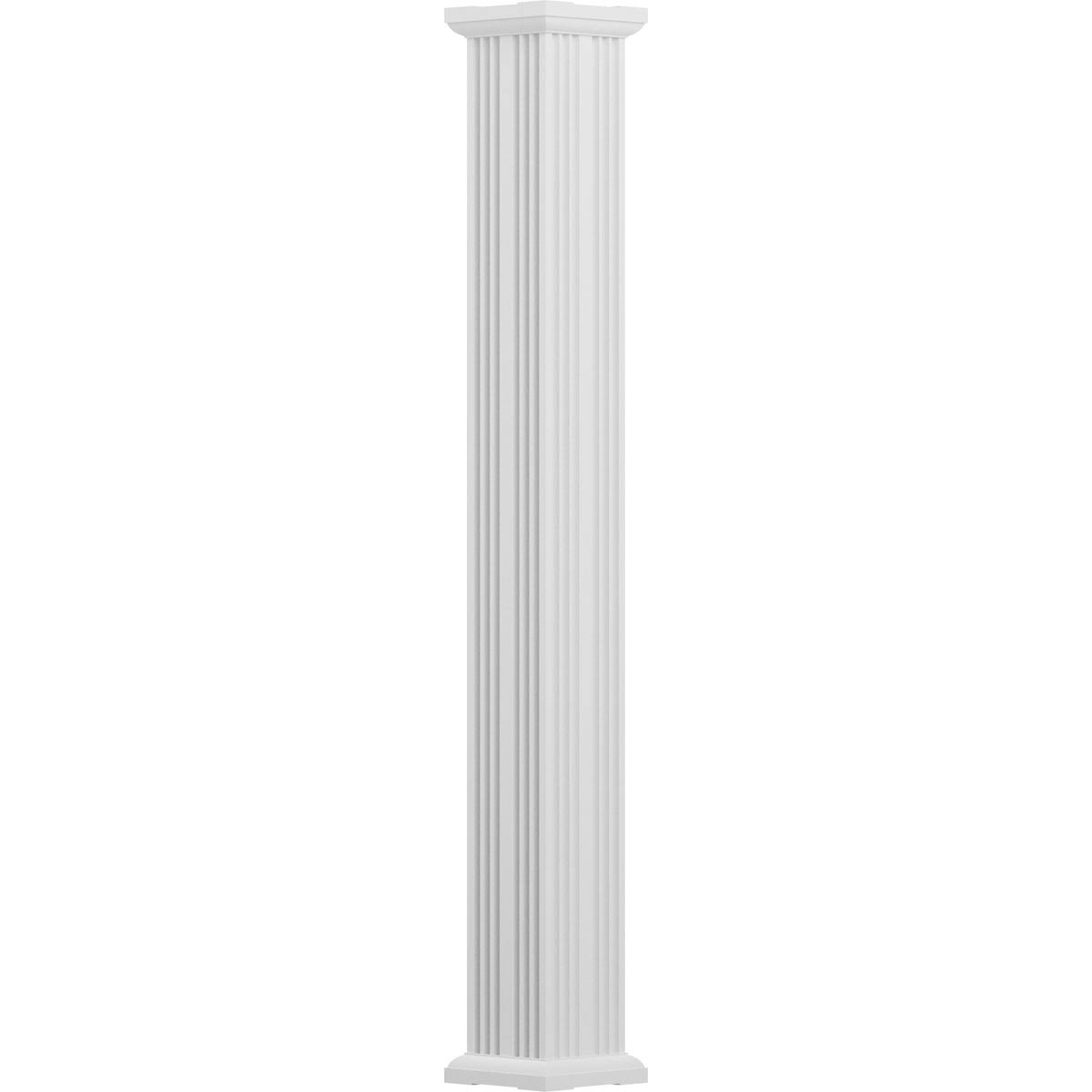 6x22 x 9& Endura-Aluminum Column, Square Shaft, Non-Tapered, Fluted, Textured White Finish w/ Capit G9750