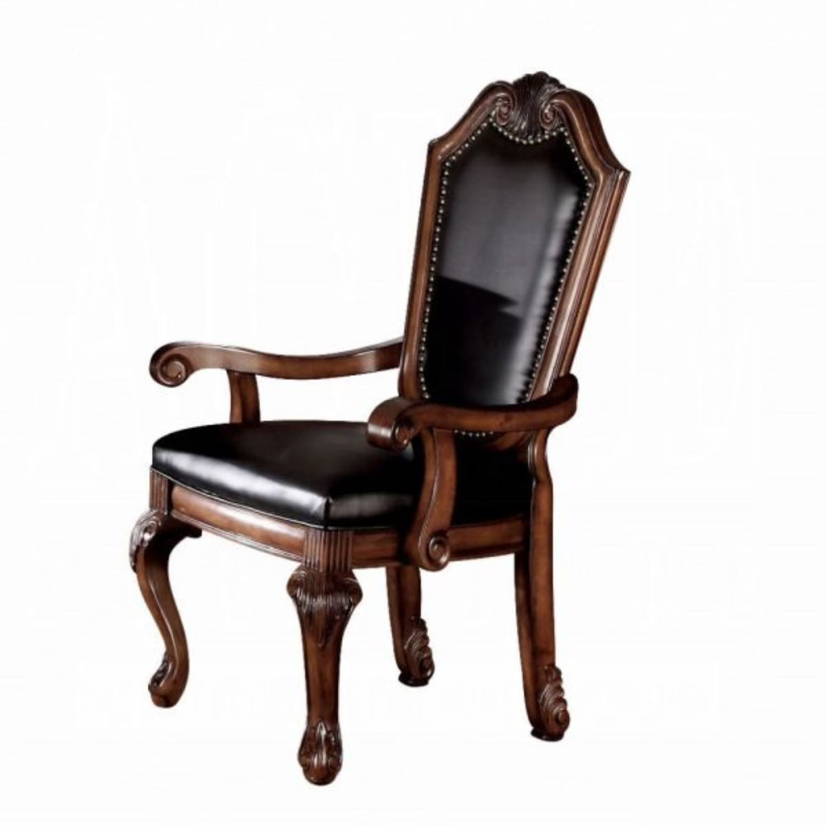 Black PU & Cherry Arm Chair Set-2 D40210