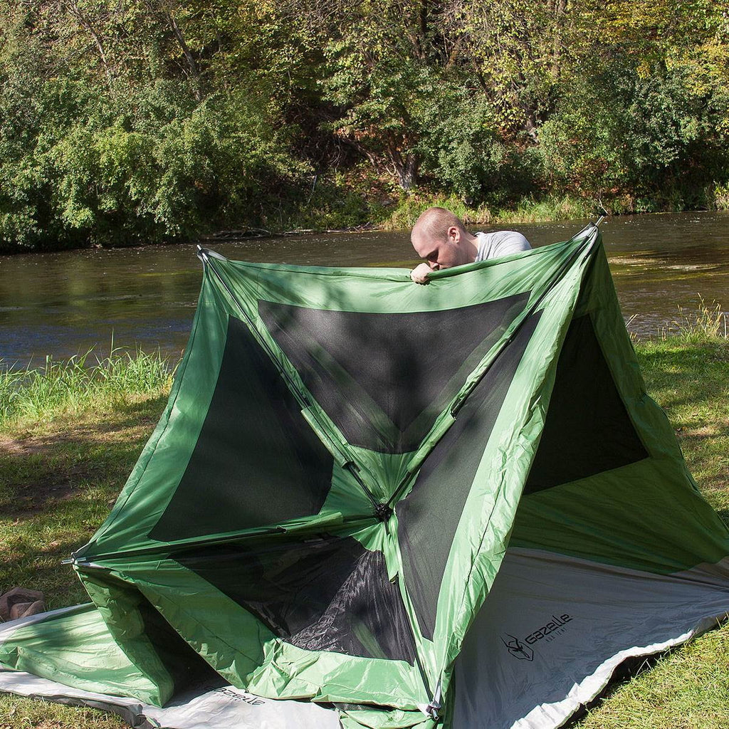 Green Pop Up Hub 4 Person Camping Tent P7159