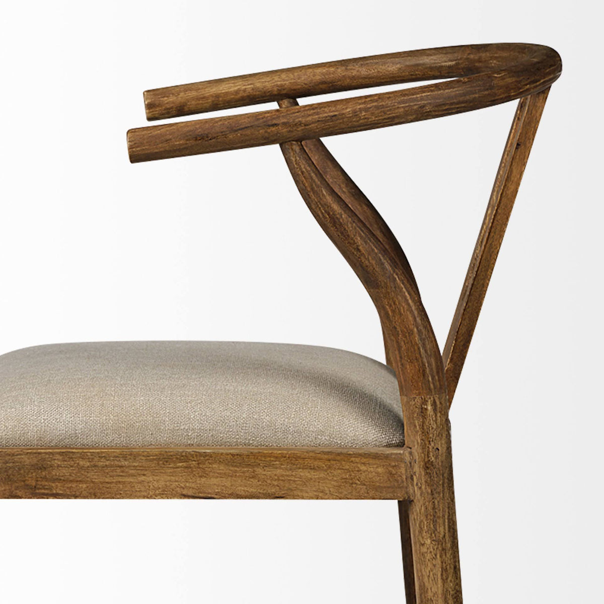 Cream Upholstered Seat Brown Wood Base Stool M56633