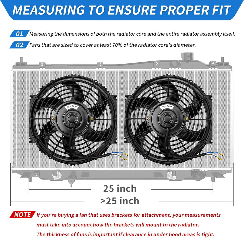 Reversible 10 Inch Electric Radiator Cooling Fan with Mounting Kit 1350 CFM 12 Volts Pack of 2 A993