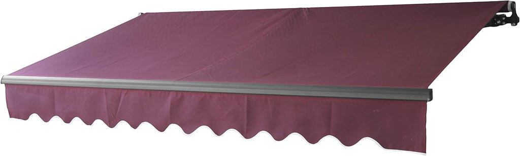 Red/White Stripes Retractable Motorized Patio Awning D509785