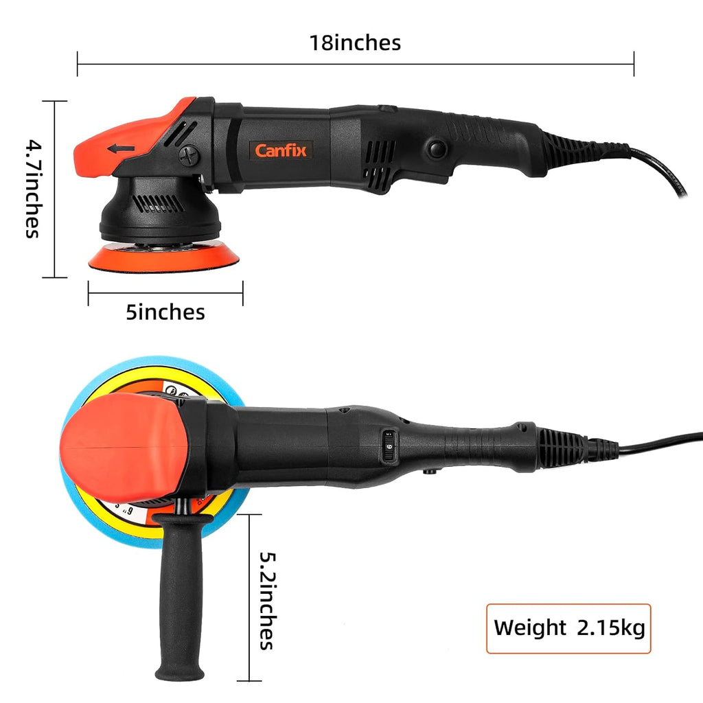 5 inch Dual Action Random Orbital Car Polisher with 9pcs Detailing Kit J218644