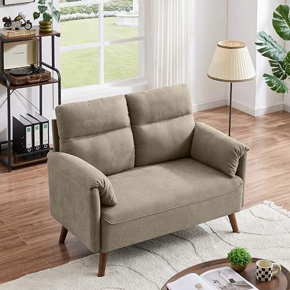 50.6" Small Loveseat Sofa with Back Cushions and Wood Legs C284219