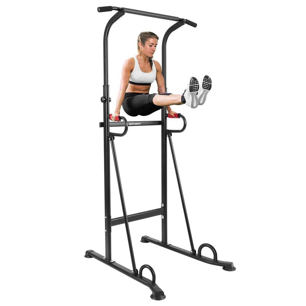 Power Tower Workout Dip Station Pull Up Bar Adjustable Height Multifunctional Strength Training Equipment F295
