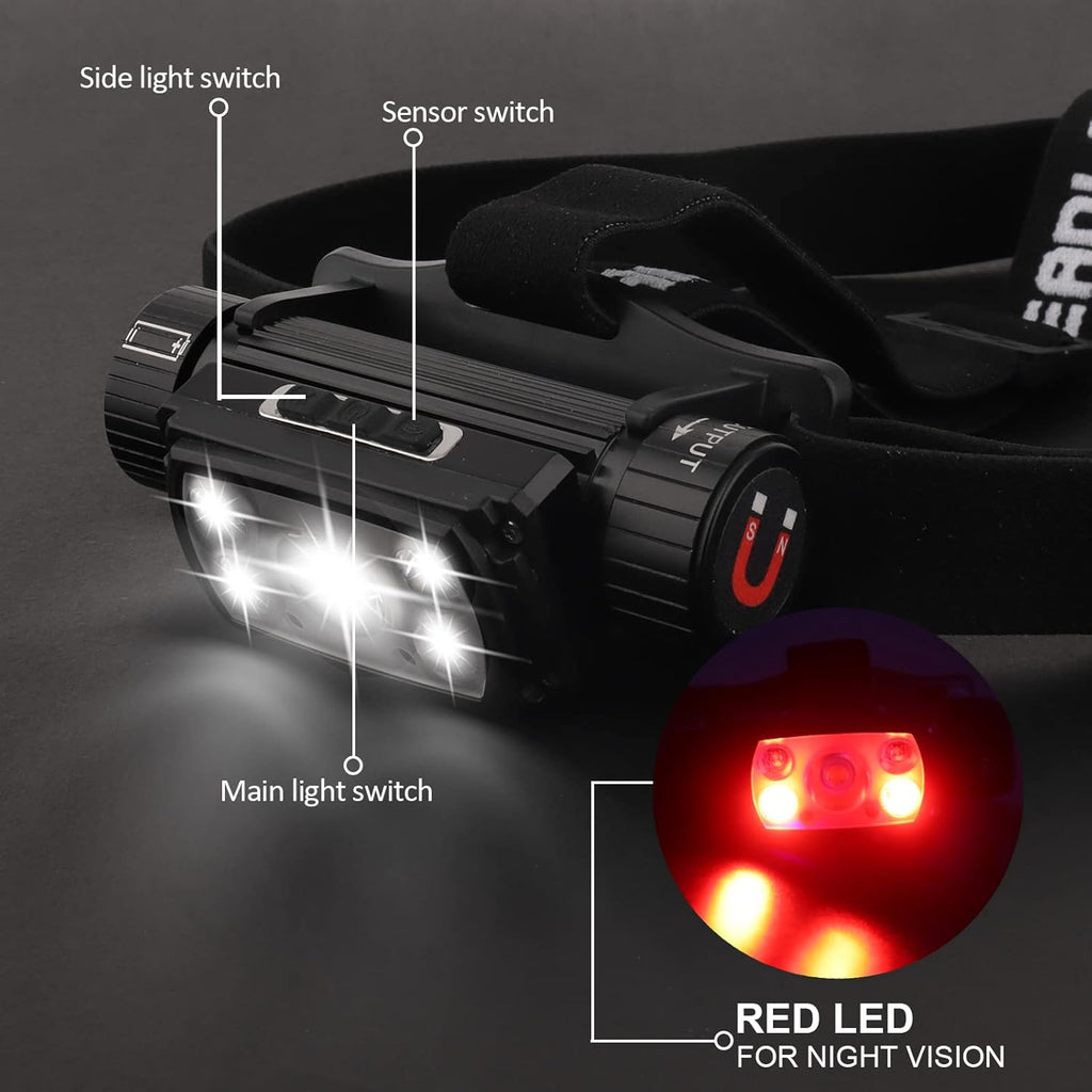 Rechargeable LED Headlamp, 12000 Lumen, Waterproof, Adjustable Hard hat Headlamp J797158