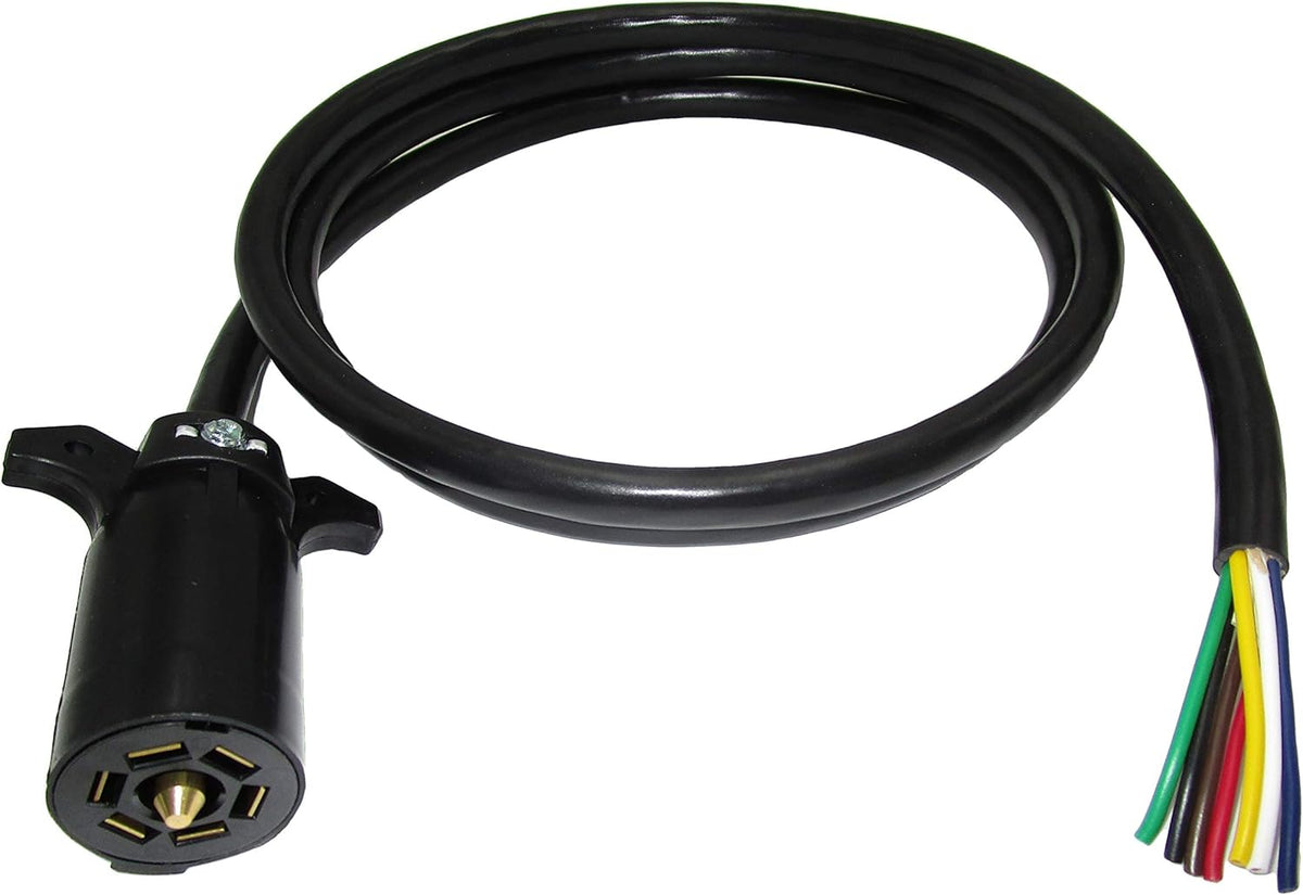 7 Way Trailer Plug Extension Cord Connector Assembly Heavy Duty (8' FT) Pack of 2 N350586