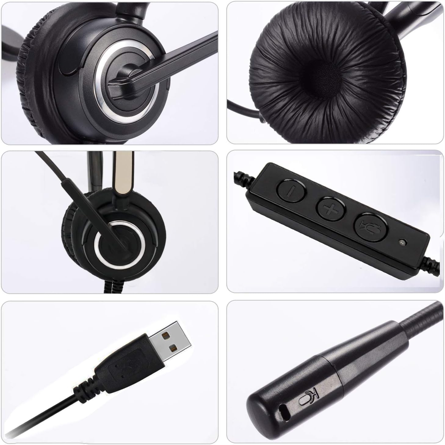 USB Computer Headset with Boom Microphone (Black) P484