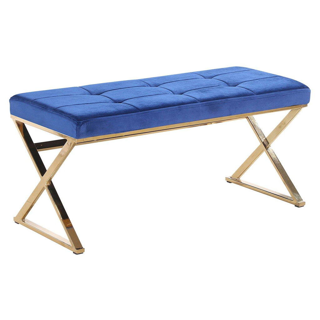 Blue/Gold Velveteen Bench M5354