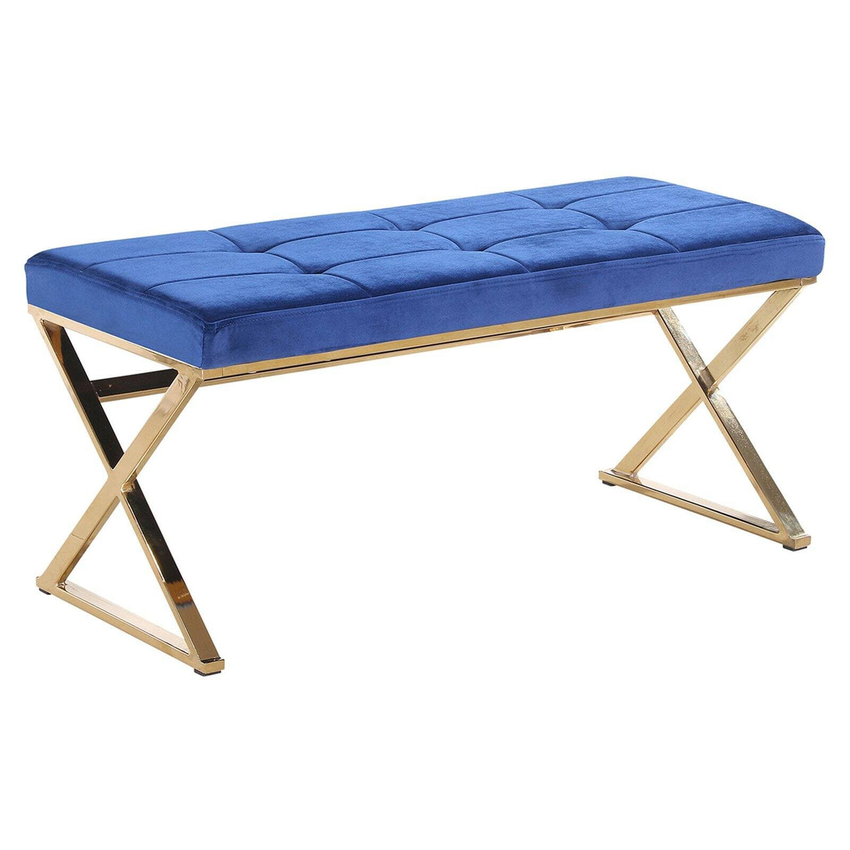 Blue/Gold Velveteen Bench M5354