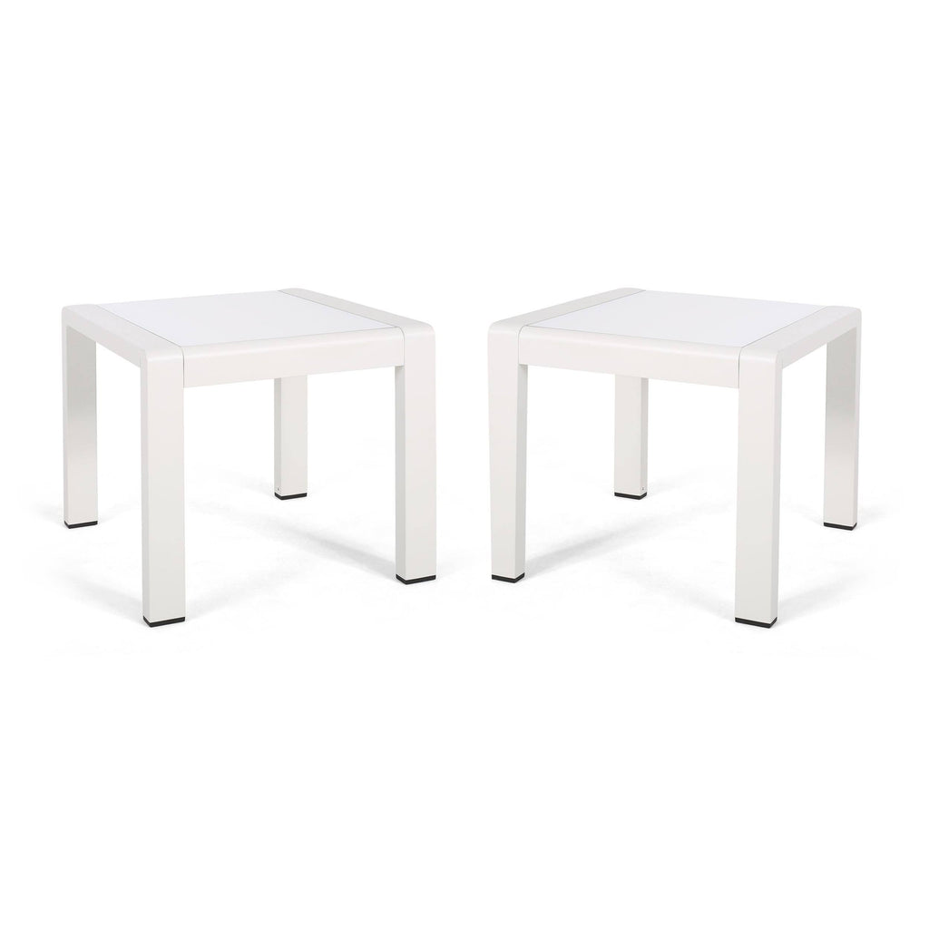 White Finish Matte White Aluminum Side Table (Set of 2) S643