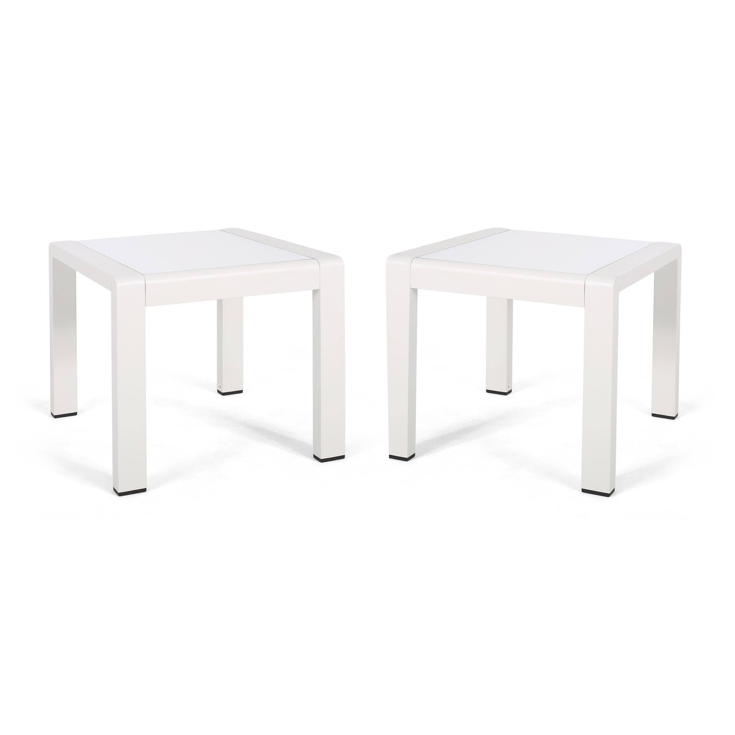 White Finish Matte White Aluminum Side Table (Set of 2) S643