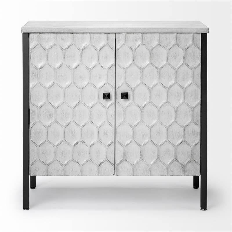 White Wood and Iron 2 Door Cabinet Y37966