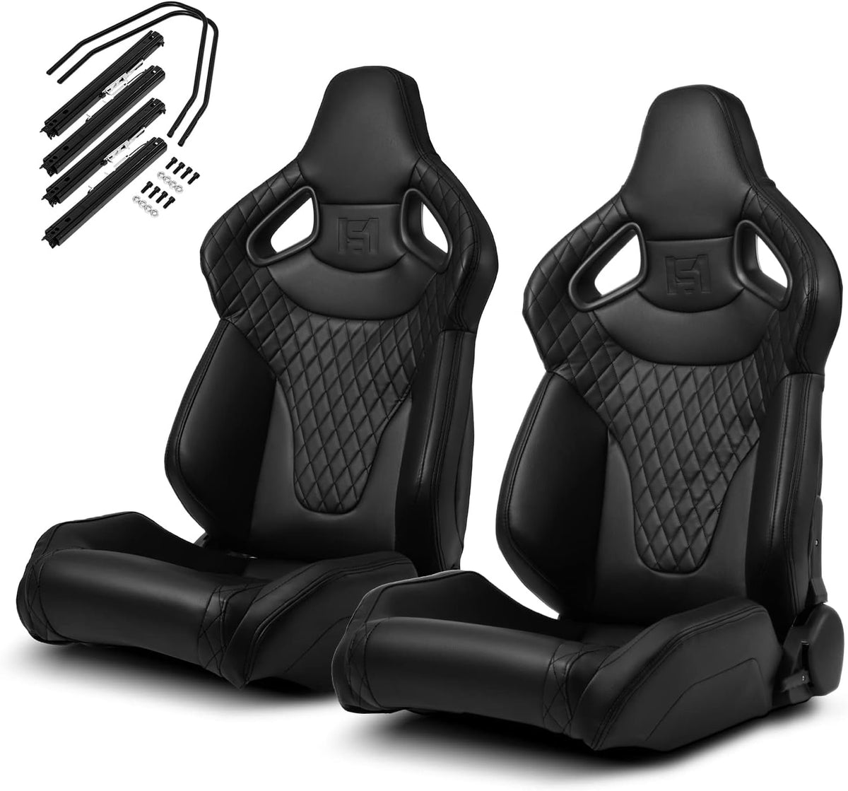 Black PVC Racing Seats with Slider L711