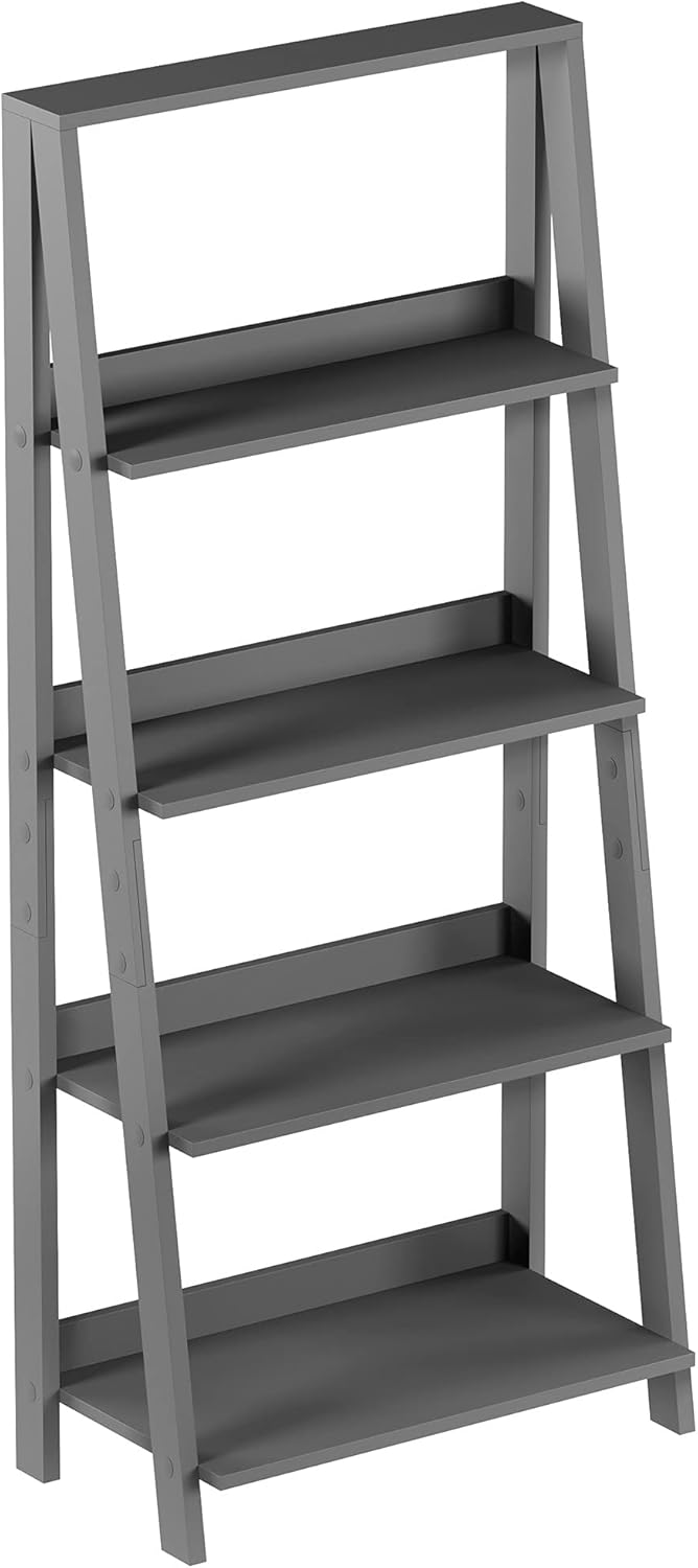 Gray Wooden Ladder Bookshelf S466