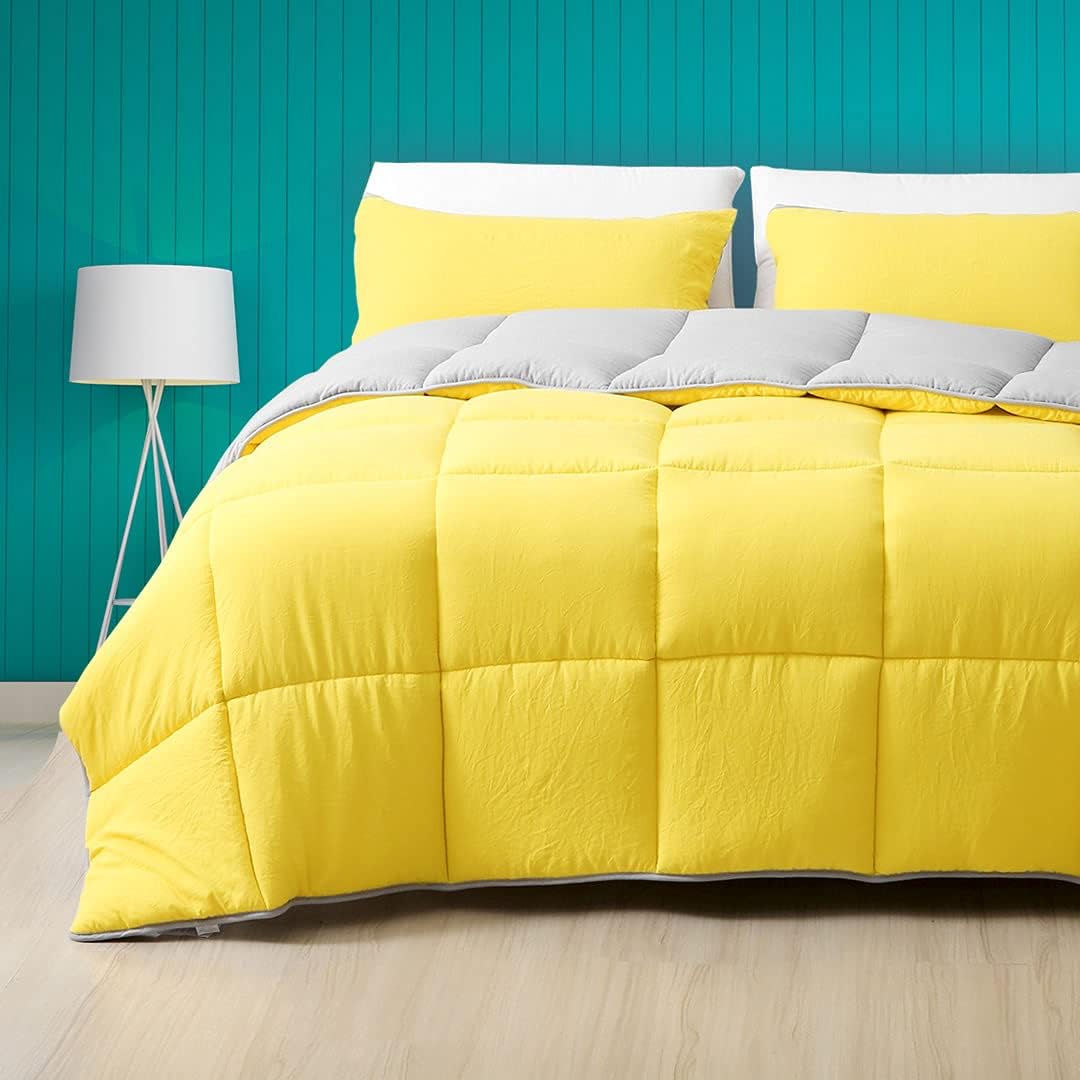 Full/Queen Size Navy Blue/Light Grey Reversible Down Alternative Comforter Q4143
