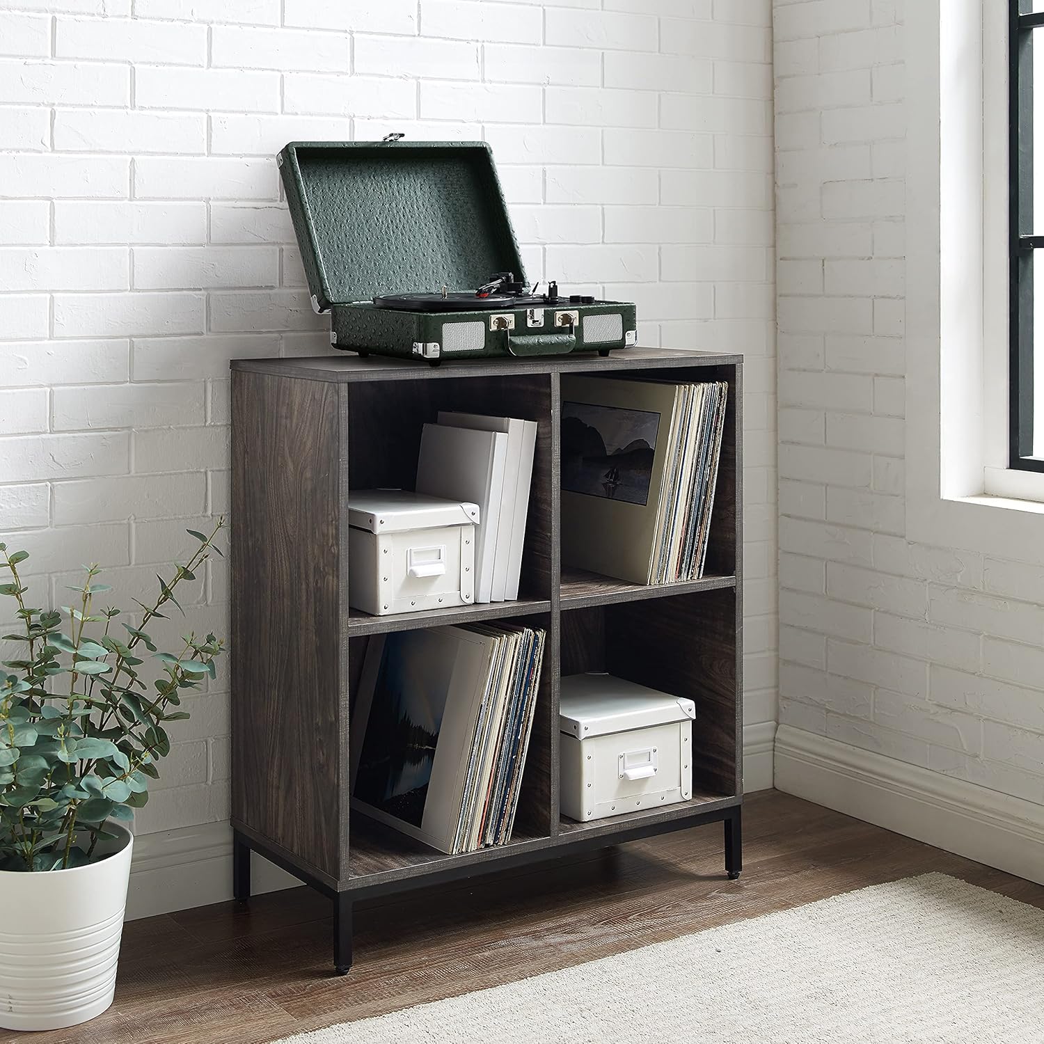 Brown Ash Record Storage Cube Bookcase B349242