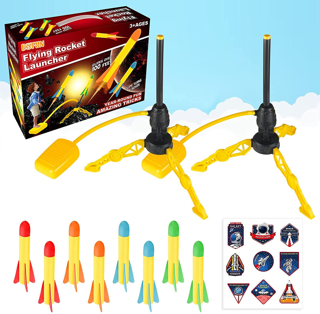 Terra Toy Rocket Launcher, 2 Launchers & 8 Foam Rockets, Outdoor Toy E499320