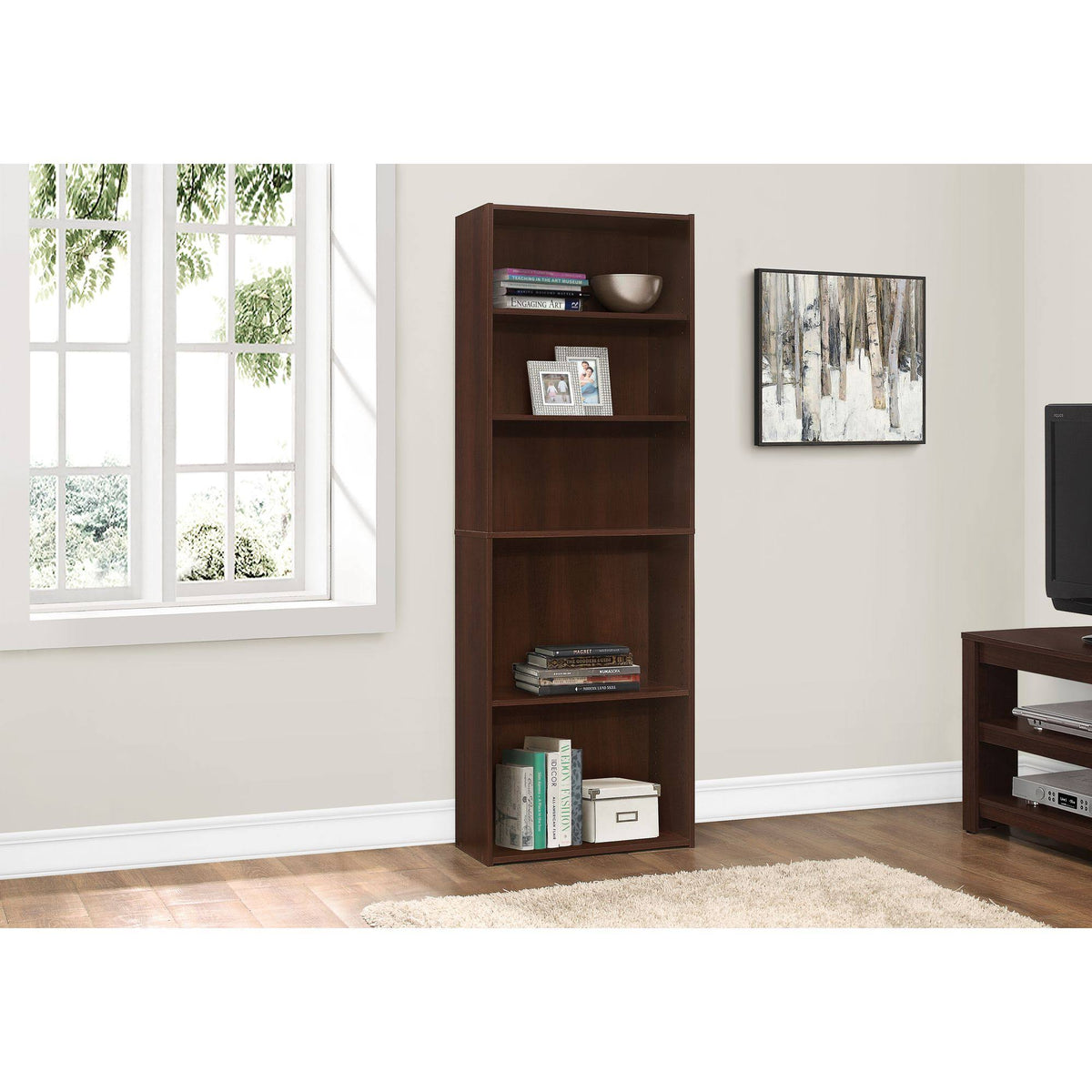 Cherry 72 inch 5 Shelves Bookcase S82820