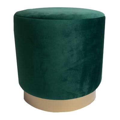 Emerald Velvet Round Ottoman H456