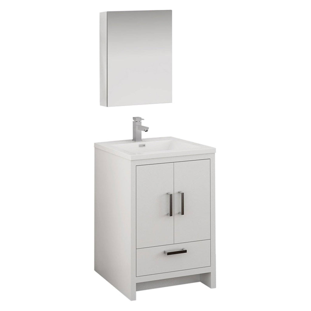 Glossy White Free Standing Bathroom Cabinet with Integrated Sink K8032