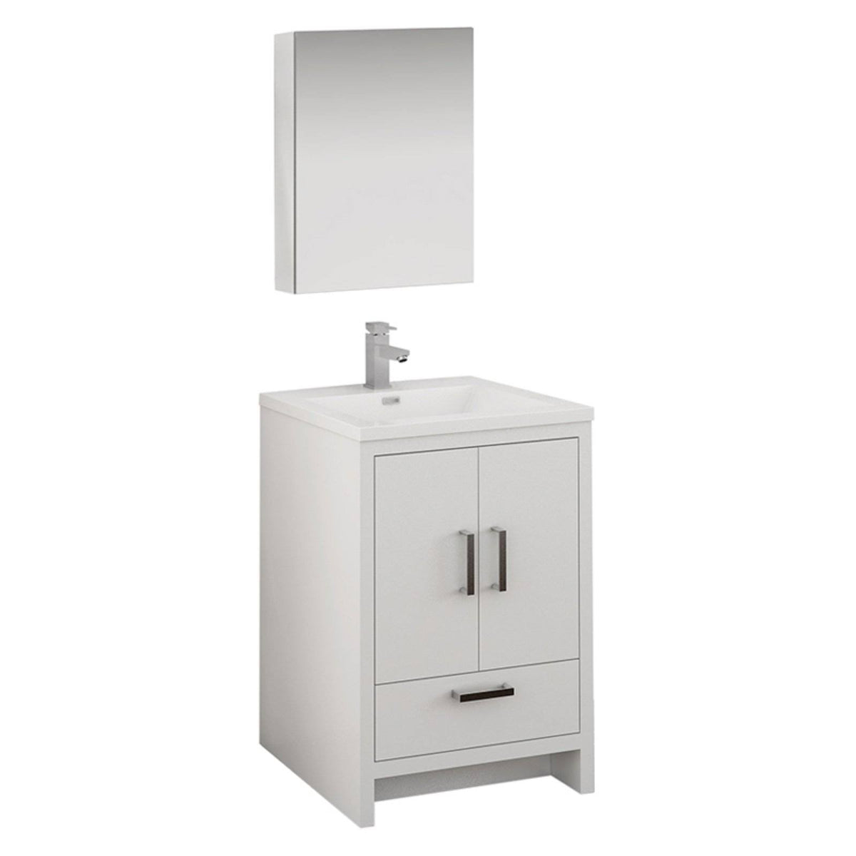 Glossy White Free Standing Bathroom Cabinet with Integrated Sink K8032