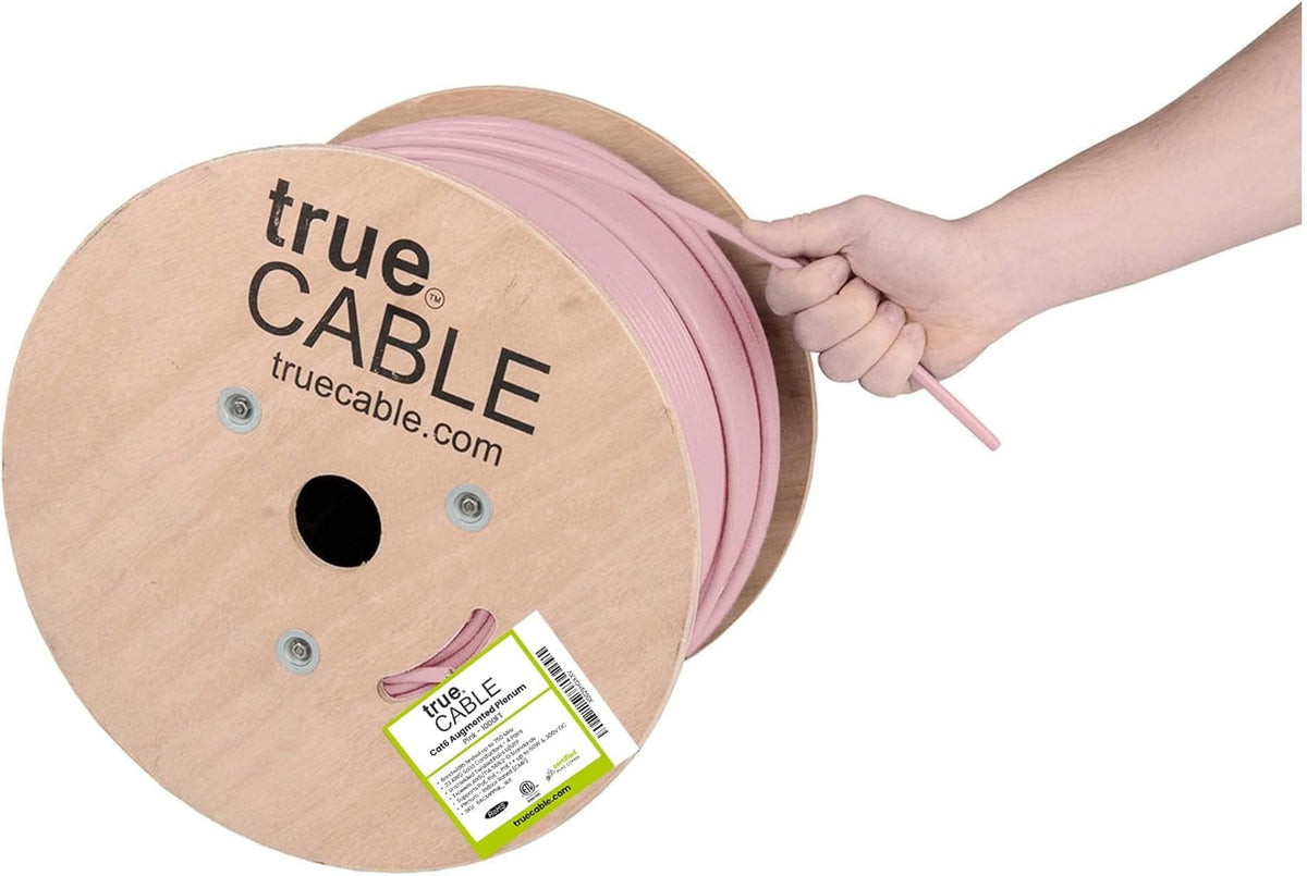 Cat6A Plenum (CMP) 1000ft Purple 23AWG 4 Pair Solid Bare Copper Bulk Ethernet Cable F2847