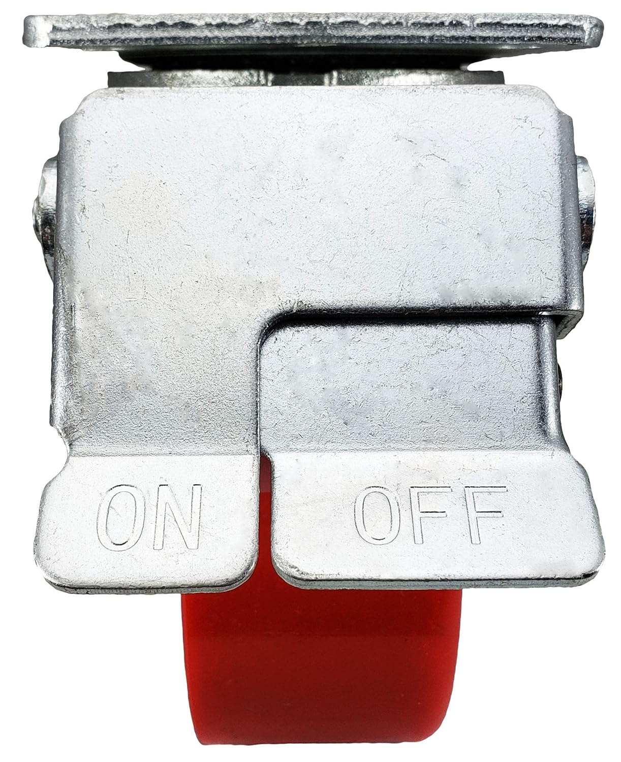 4 x 2 Total Lock Caster Set with Red Polyurethane on Steel Wheel P3612