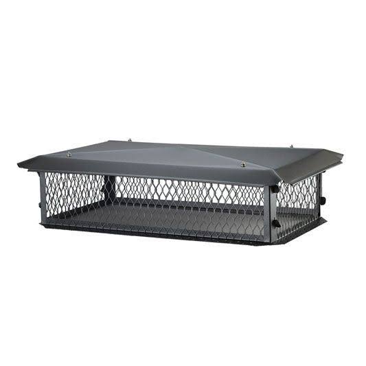 13x19 Multi-Flue Chimney Cap, Black Galv, 10x22 High, 3/4x22 Mesh R94585