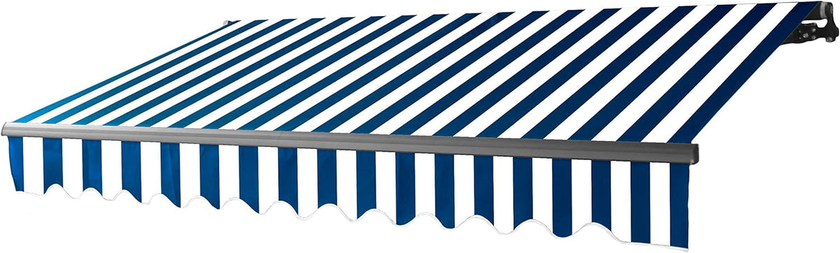 Red/White Stripes Retractable Motorized Patio Awning D509785