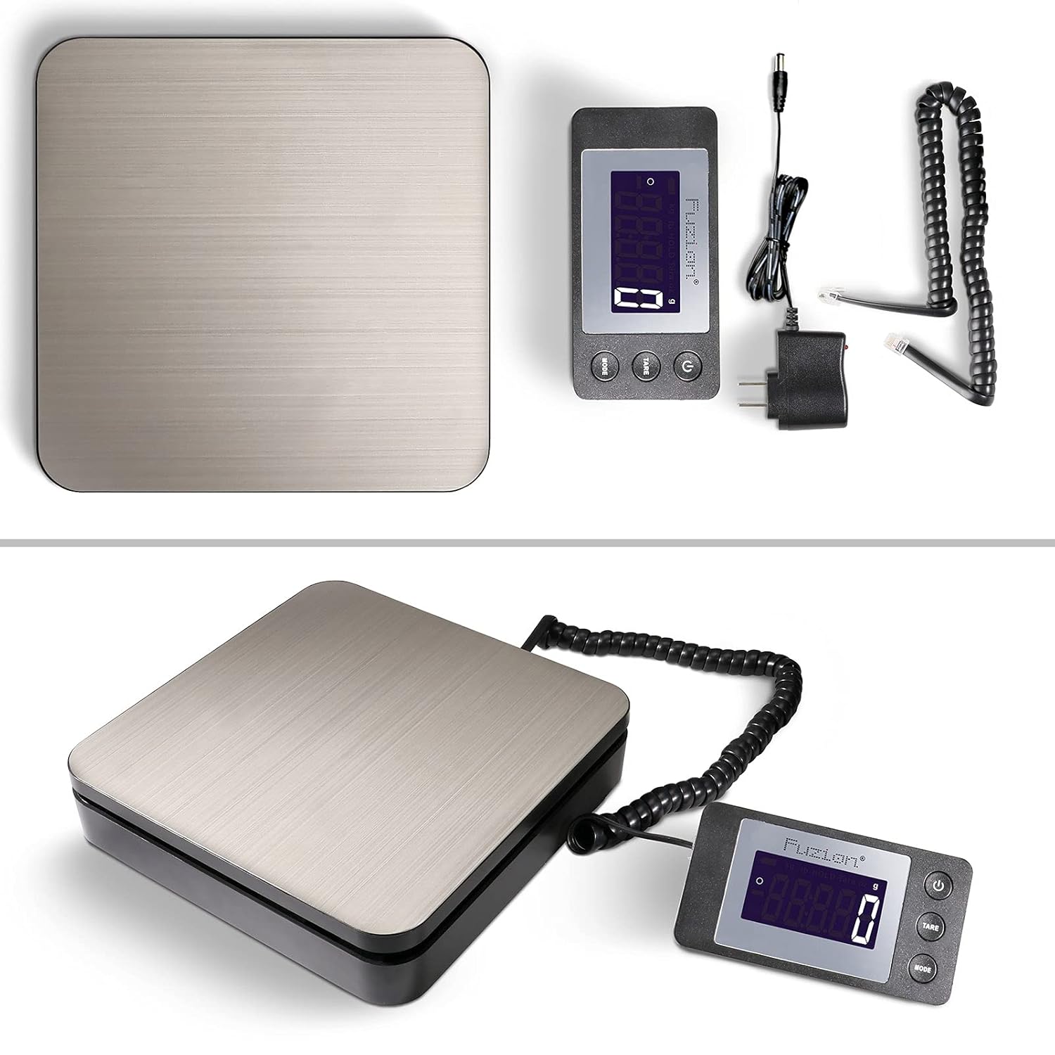 88Lb x 0.1oz Digital Shipping Scale, Stainless Steel Postal Scale with Tare Function, 4 Weighing Modes, Ac Adapter, Pack of 2 T4506