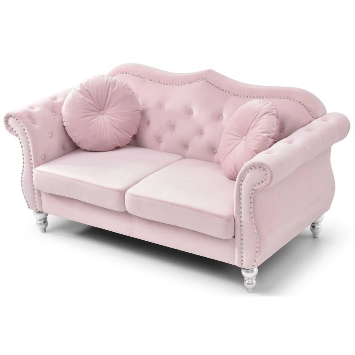 Pink 2-Piece Furniture Set with Sofa Chaise and Loveseat P946
