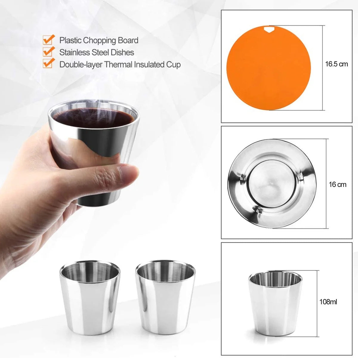 Camping Cookware Mess Kit Pot Pan Kettle Cooking Set Tableware with Spoon Fork B50131