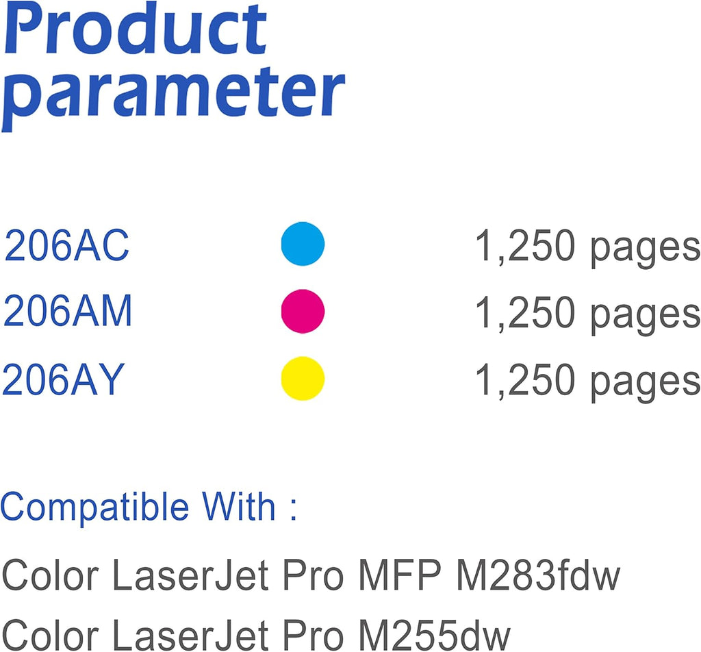 206A Toner Cartridge 6 Pack (2 Cyan 2 Magenta 2 Yellow) R900