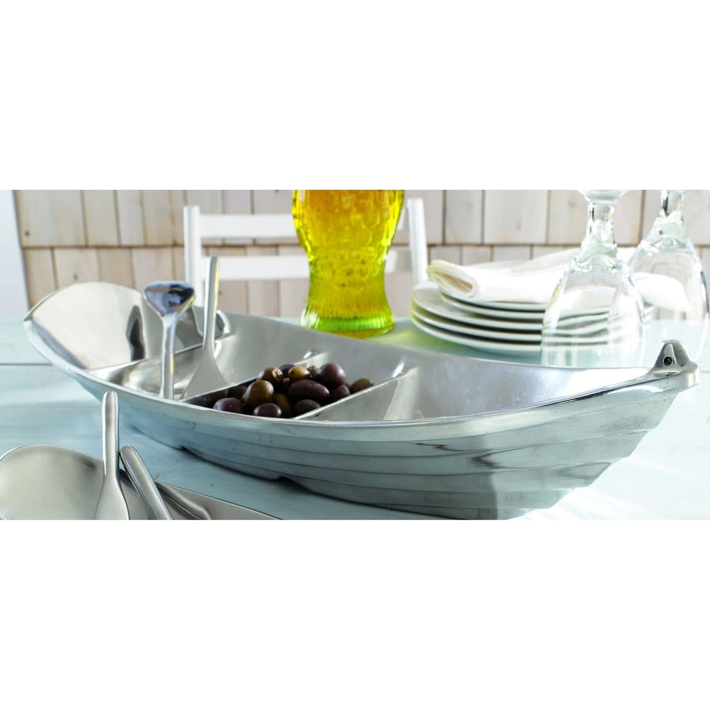 Silver Tropical Boat Tray with 2 Oars as Servers K938740