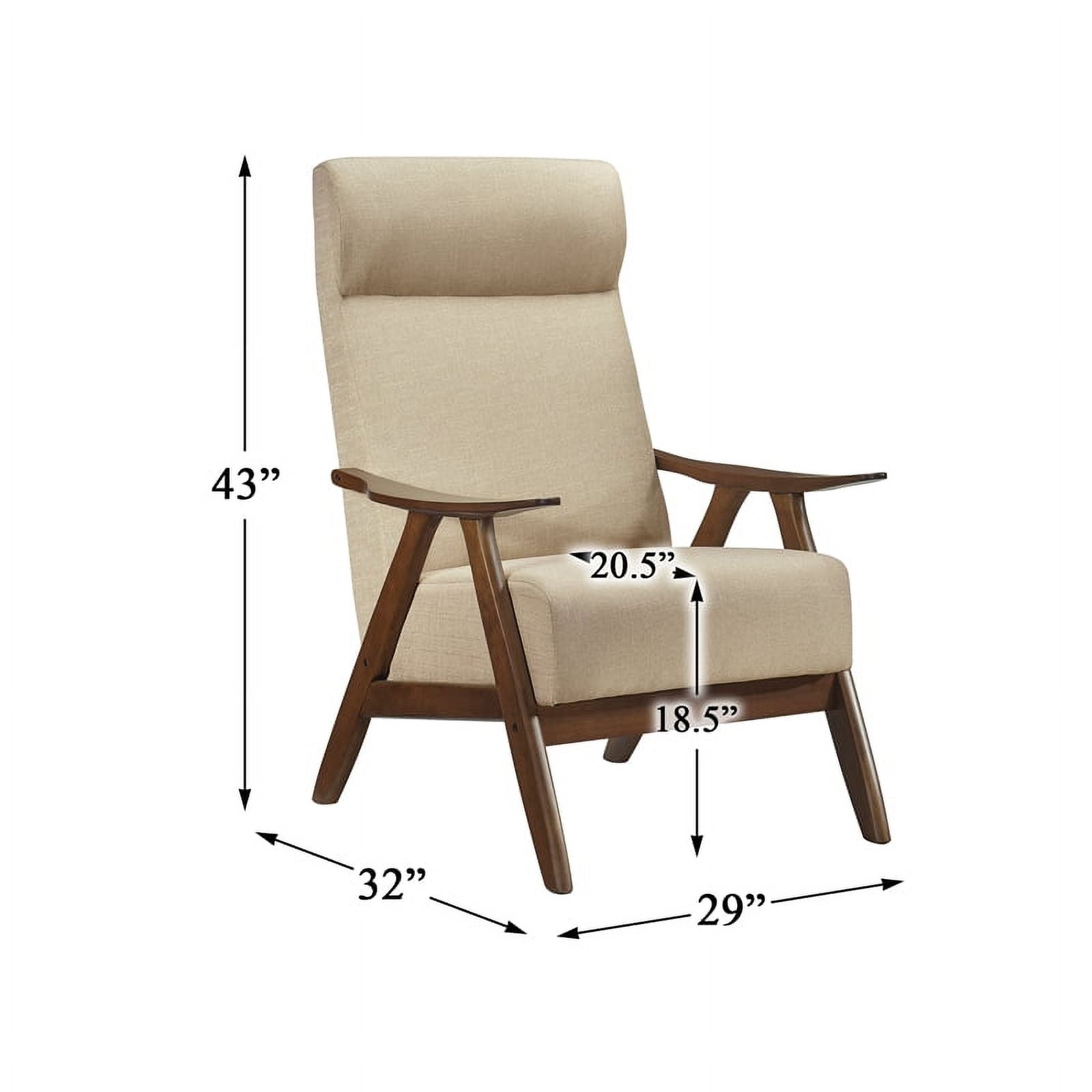 Brown Solid Wood and Fabric Accent Chair F17350