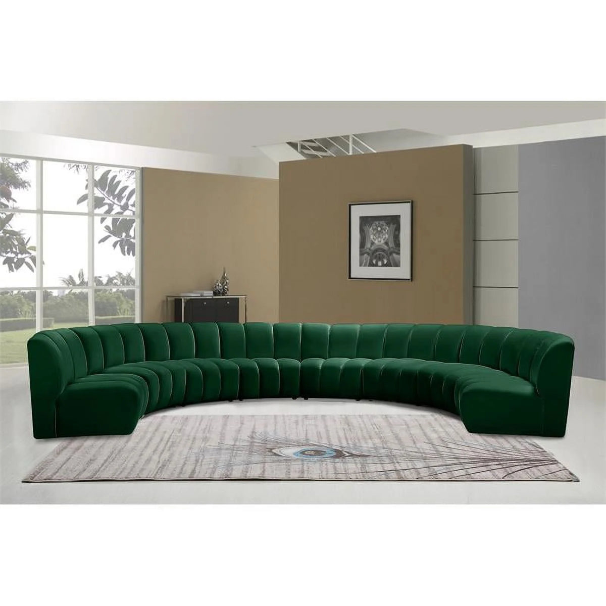 Green Velvet Modular Sectional F46067